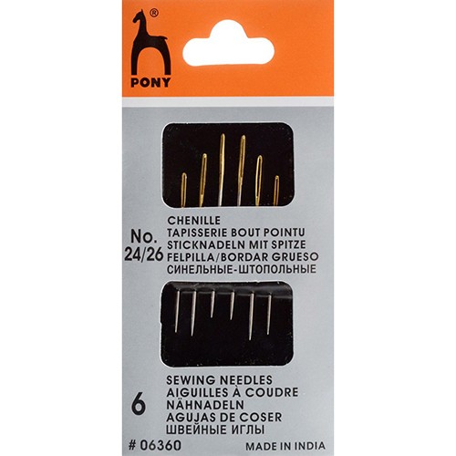 Иглы для штопки, синели и глади Pony, №24-26