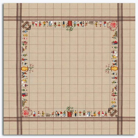 6025 Skiers Tablecloth Скатерть Лыжники