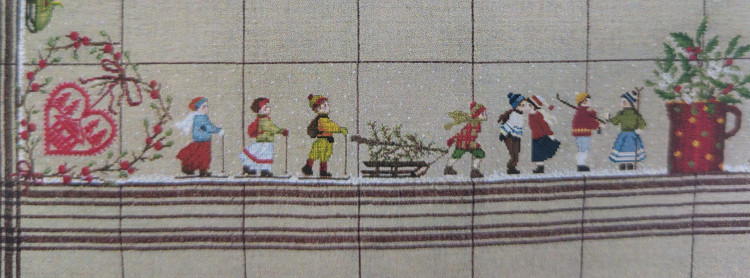 6025 Skiers Tablecloth Скатерть Лыжники