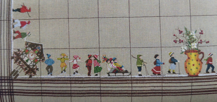 6025 Skiers Tablecloth Скатерть Лыжники