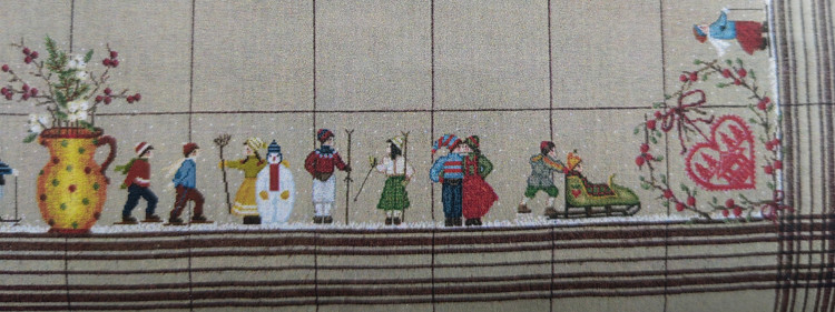 6025 Skiers Tablecloth Скатерть Лыжники