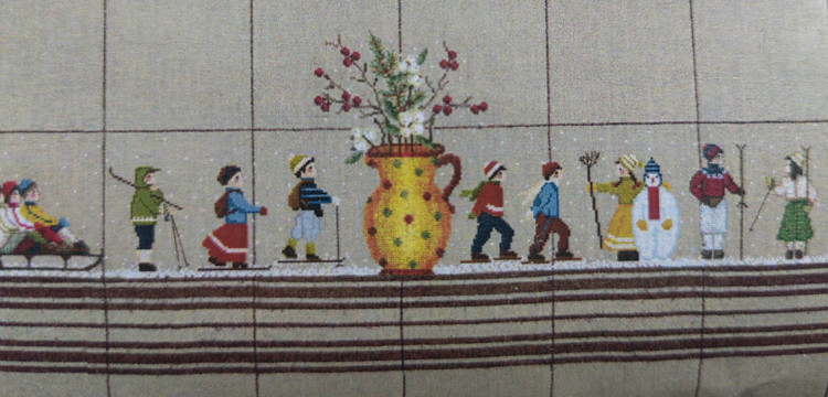 6025 Skiers Tablecloth Скатерть Лыжники