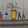 6025 Skiers Tablecloth Скатерть Лыжники