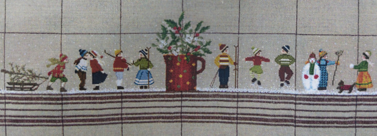 6025 Skiers Tablecloth Скатерть Лыжники