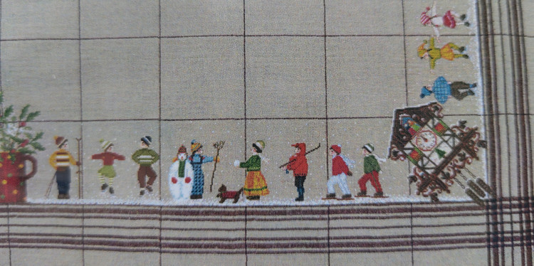 6025 Skiers Tablecloth Скатерть Лыжники