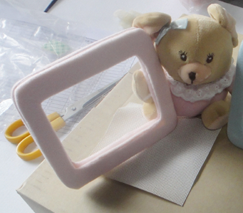 Мягкая игрушка-фоторамка для вышивания Мышка розовая