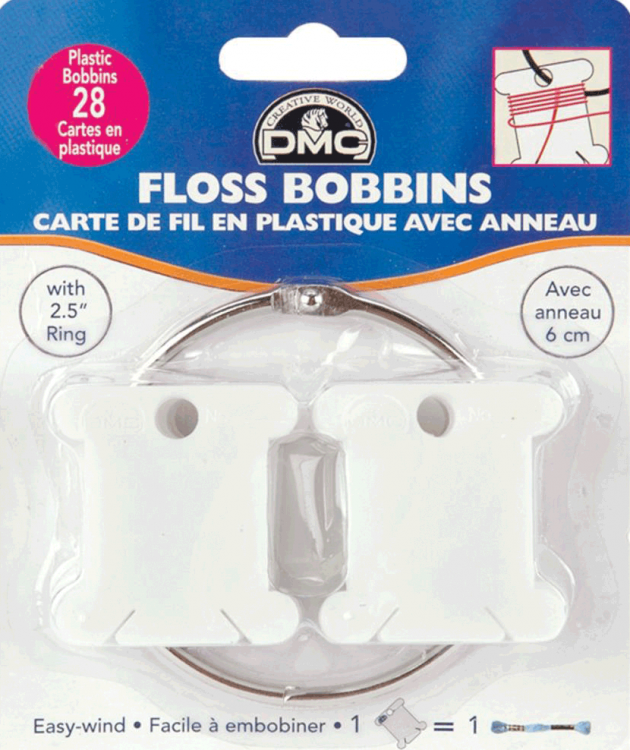 Пластиковые бобинки для мулине (28 шт) + кольцо