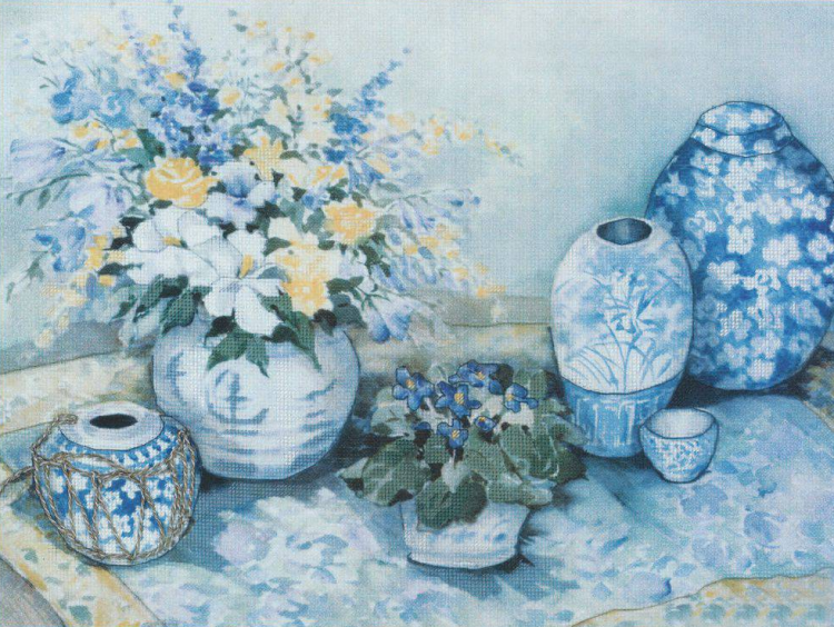 51551 Blue Delphiniums (част. вышивка)