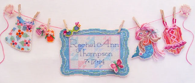 Summer Baby Girl Sunshine Line Birth Sampler (схема)