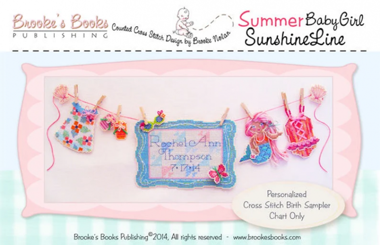 Summer Baby Girl Sunshine Line Birth Sampler (схема)