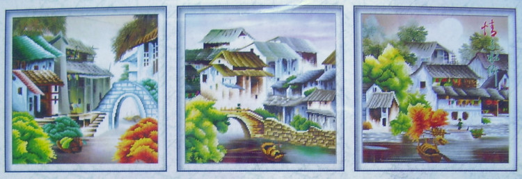 Y5159 Пейзажи Китая - триптих (частичная алмазная мозаика)