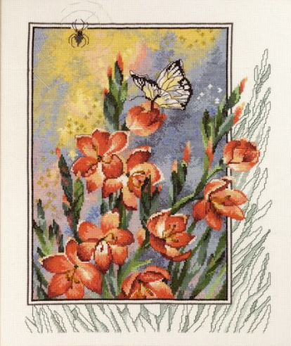 90-4180 Spider in flowers Паук в цветах