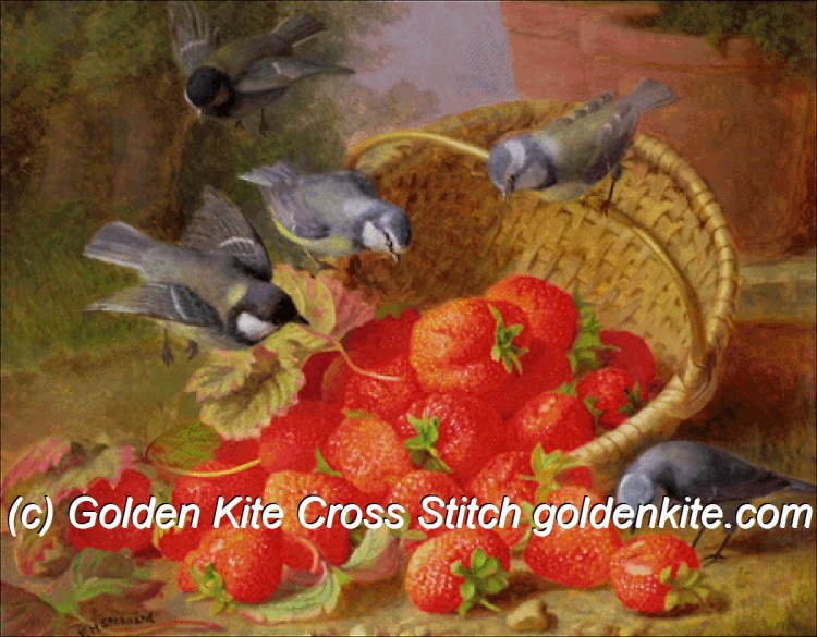 1284. Still Life, Strawberries and Bluetits (large) (схема)
